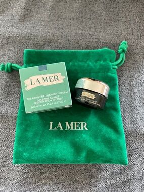 NIB La Mer Luxurious Night Cream and Eye Concentrate Mini with Velvet Pouch